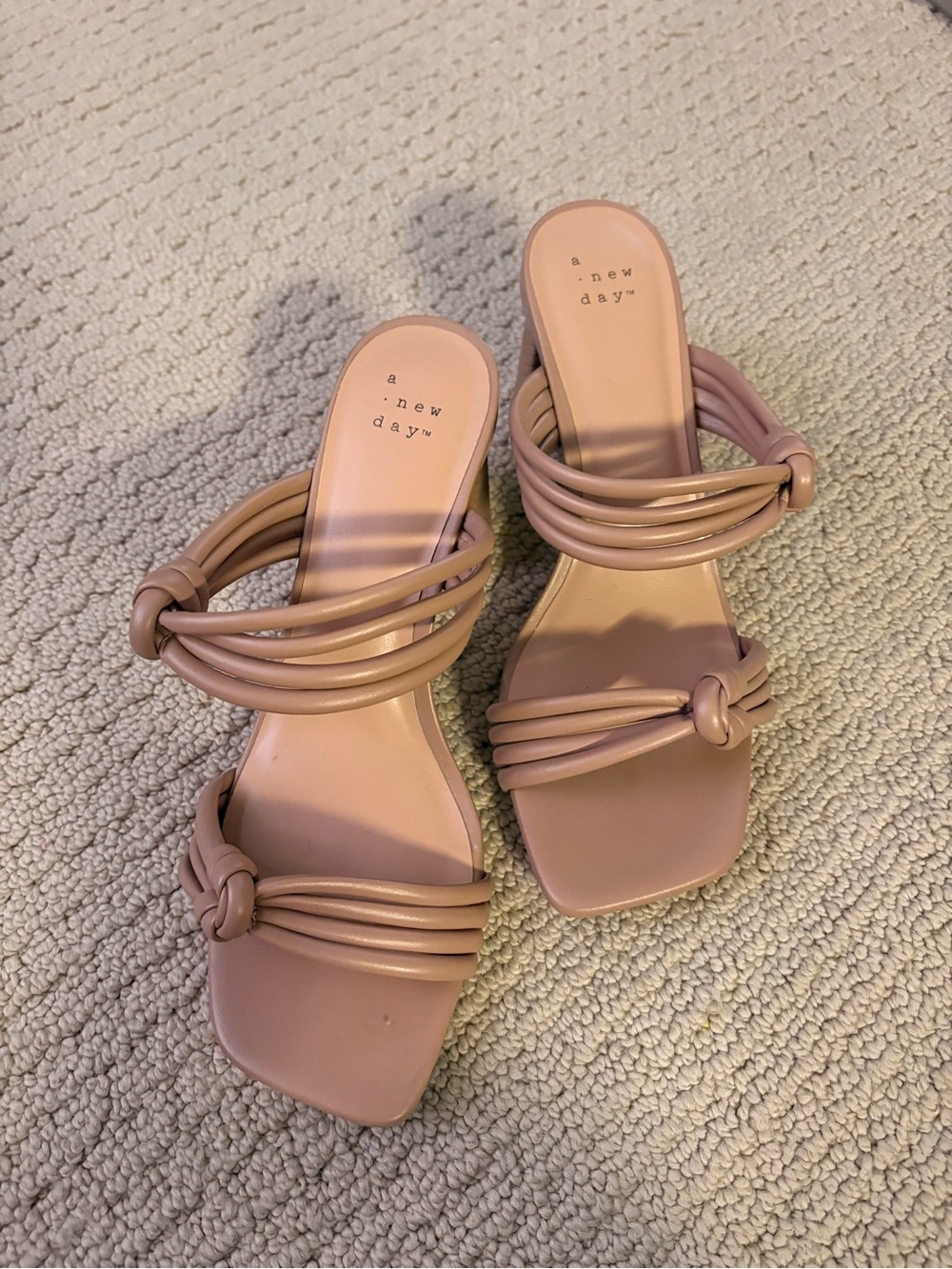 a new day Nude Strappy Knot Sandal Heels for Women